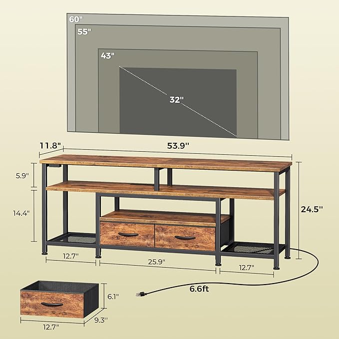 Huuger TV Stand for 55 60 Inch TV, Entertainment Center
