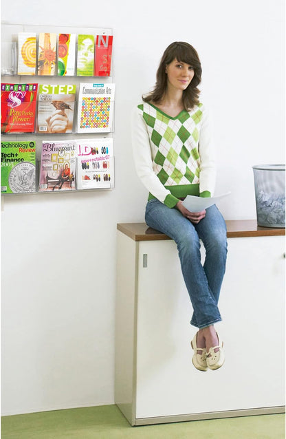Safco Reveal Literature Rack, 6 Pamphlet and 6 Magazine Holder, Wall-Mounted Brochure Organizer, Acrylic, Clear