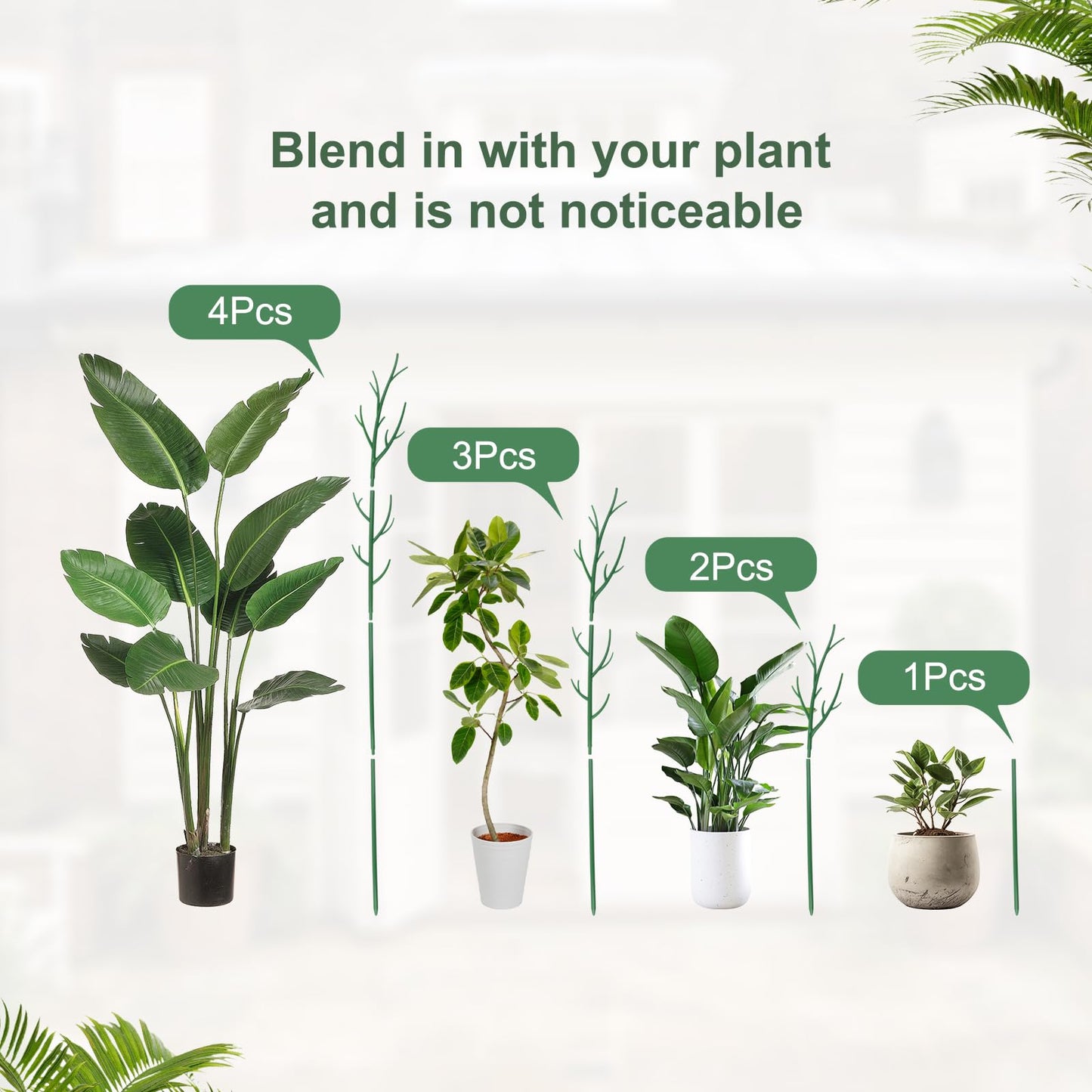 Ruksifg 51 Inch Height Adjustable Plant Sticks Support Tall,Monstera Plant Support Stakes with Extension Poles, Plant Clips, Plant Ties Plant Support for Monstera Plants, Climbing Plants (6 Pack)