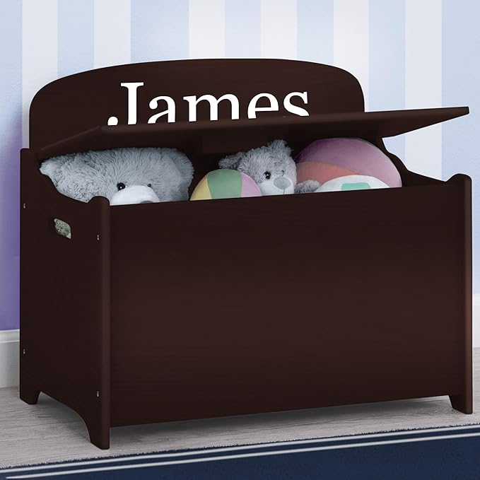 Delta Children Personalized MySize Deluxe Toy Box, Dark Chocolate