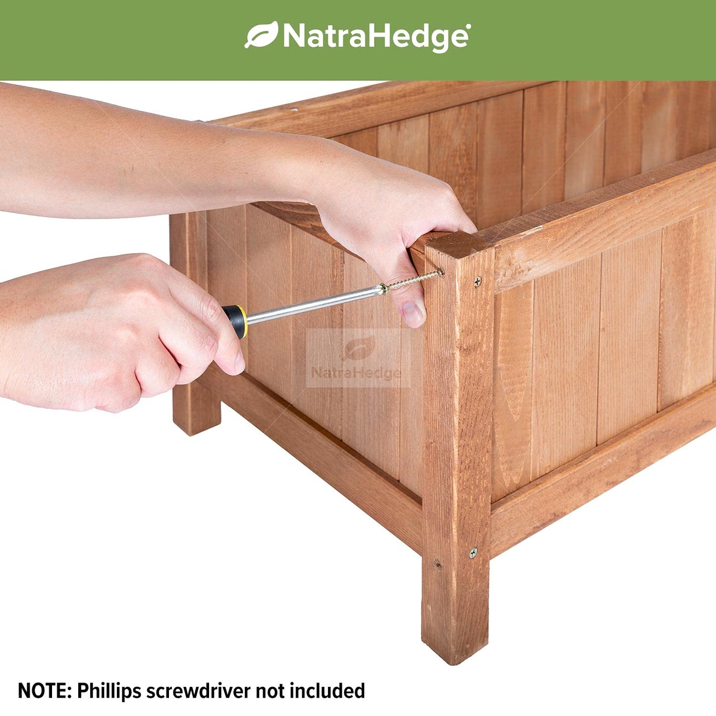 NatraHedge (44" Lx 15" W x 15" H (Brown) Hampton Classic Wooden Planter Box Indoor and Outdoor Rectangular Garden Planter Use for Patio, Yard, Greenhouse, Vegatable, Flowers, and Herb