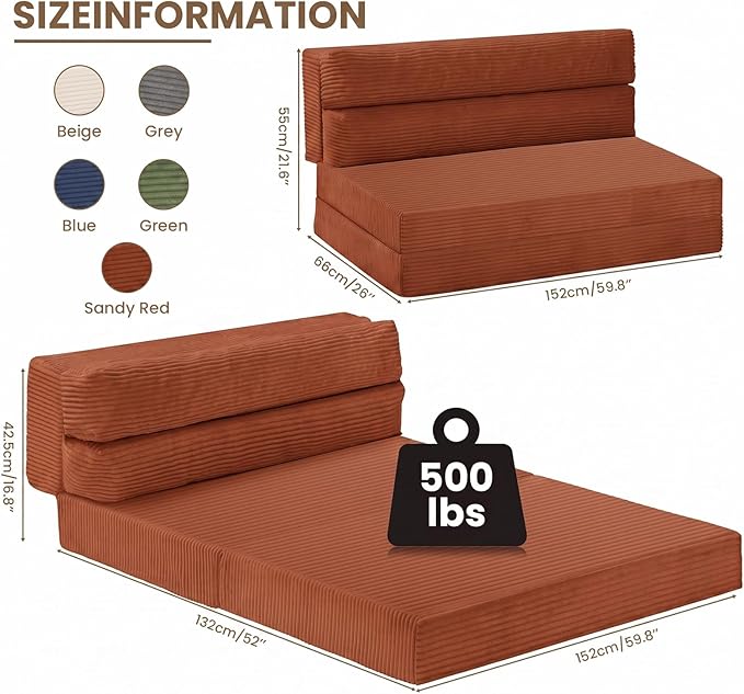 JUIKURY Folding Sofa Bed, Convertible Sleeper Chair