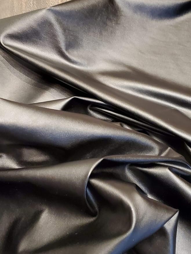NAT Leathers™ | Black Think Stretch Garment Super Soft Faux Vegan Leather PU |