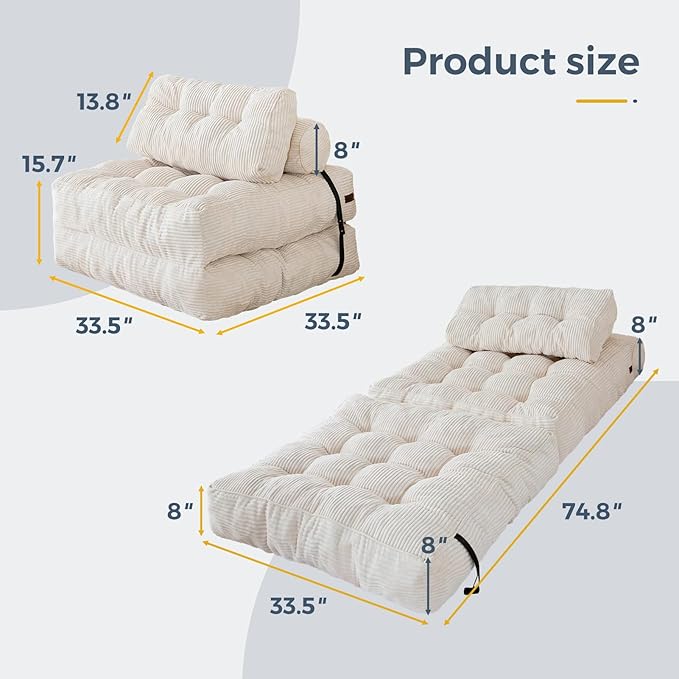 MAXYOYO Folding Sofa Bed, Convertible Sleeper Chair