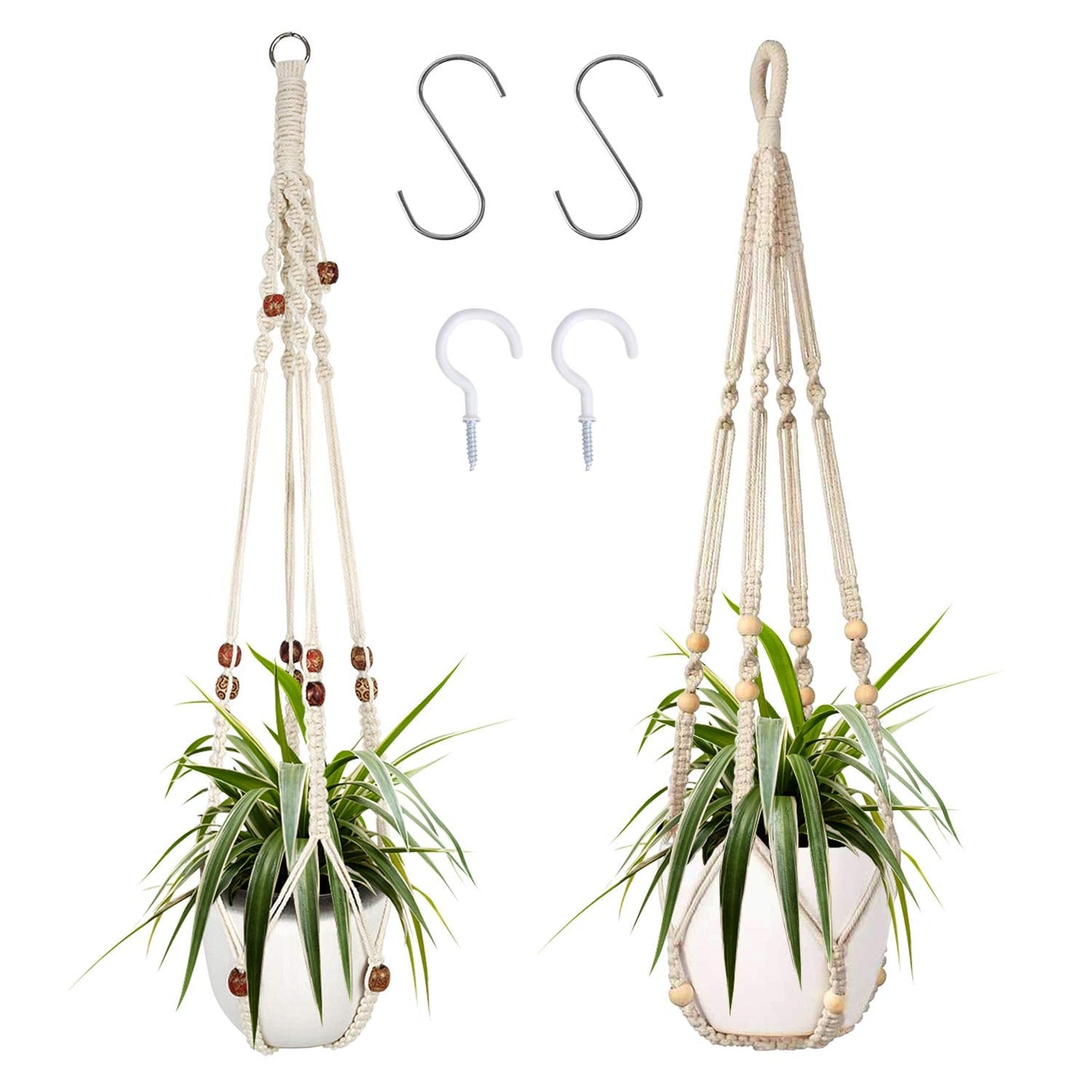 Augshy Macrame Plant Hanger, 2 Packs Plant Hangers, Hanging Planter for Indoor Plants Decorative Macrame Pot Hanger for Home Decor