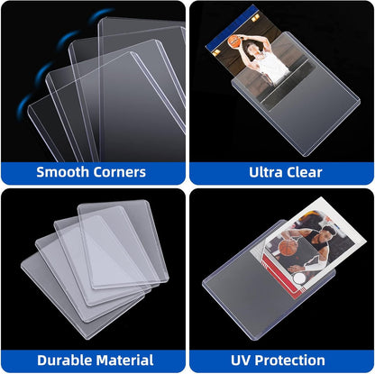 1000 Card Sleeves Top Loaders for Cards, Arjiekwei 3"X4" Baseball Card Protectors Hard Plastic, Premium Toploaders Card Holder for Trading Sports Football Game Card(500 Top Loaders + 500 Card Sleeves)