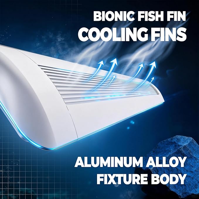 AQUASMITH Aquarium Light,Fish More Red Water is Not,Specific Full Spectrum Fish Tank Light,Comes with Two Mounting Brackets, Timing Function, Memory Feature, Adjustable Brightness, IP68 (22IN)