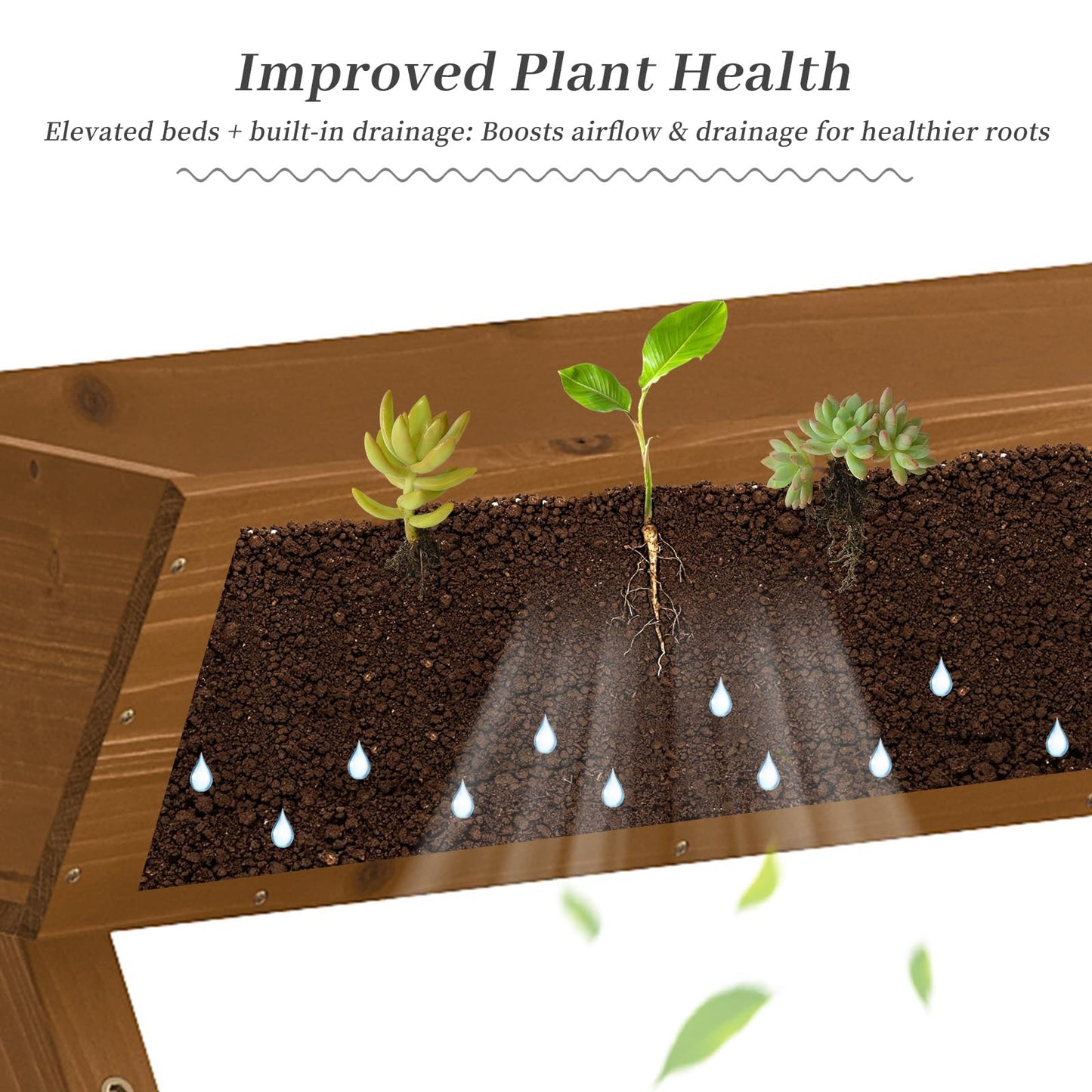 Kitsanery 3-Tiers Wooden Raised Garden Bed,Wood Planter Box for Vegetable,Flower Rack,Flower Pot Stands,Indoor Outdoor Gardening Planting Beds (Brown, Small)