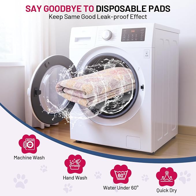Washable Dog Pee Pads - Absorbent Reusable Puppy Training Pads, Waterproof Leak - Proof & Non - Slip for Crate Whelping Potty Training 48x48 (Pack of 2)