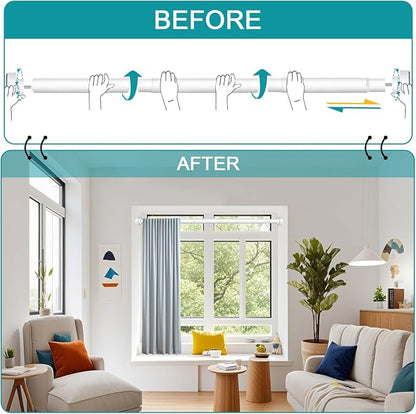 YNL Tension Shower Curtain Rod 34-66 Inch, Adjustable Spring Tension Curtain Rod No Drilling, Non-Slip, Never Rust, Stainless Steel, for Small Window Laundry Door Entryway,White