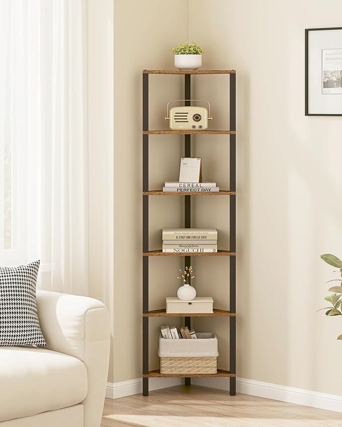 TUTOTAK Corner Shelf, 6-Tier Corner Bookshelf