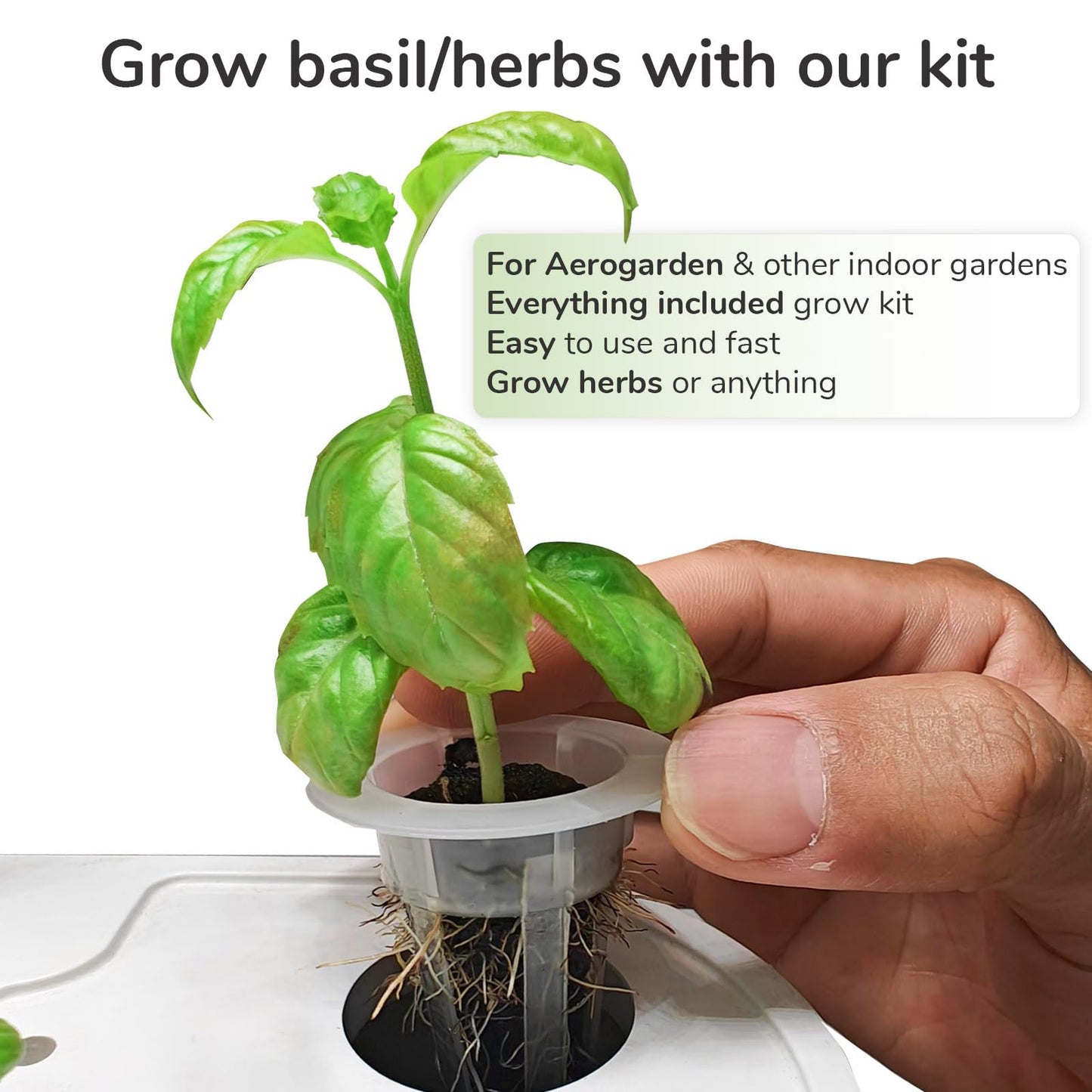 20 Pack Seed Pod Kit (Basil Herbs) for AeroGarden Ahopegarden iDOO and Other Indoor Hydroponic Gardens, Include Grow Sponges, Grow Baskets, Grow Domes, Labels and More for Hydroponics Growing System