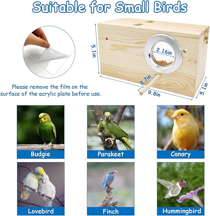 BNOSDM Parakeet Nesting Box Transparent Bird Nest Breeding Box with Perch (M)