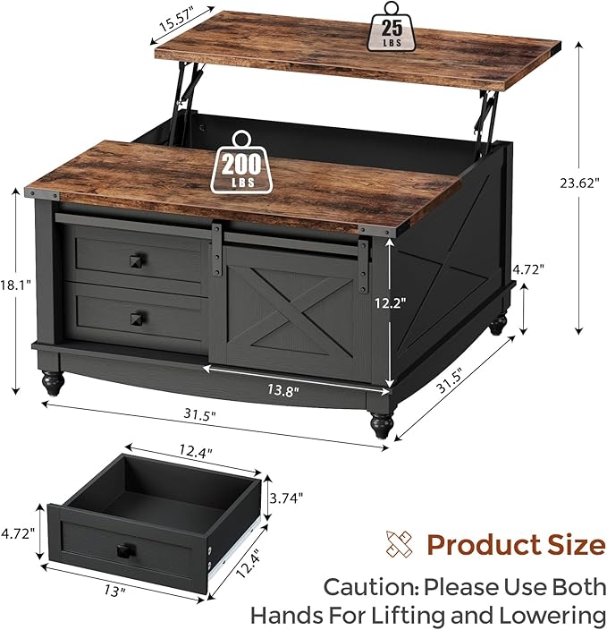 ALLSTAND 31.5" Lift Top Coffee Table