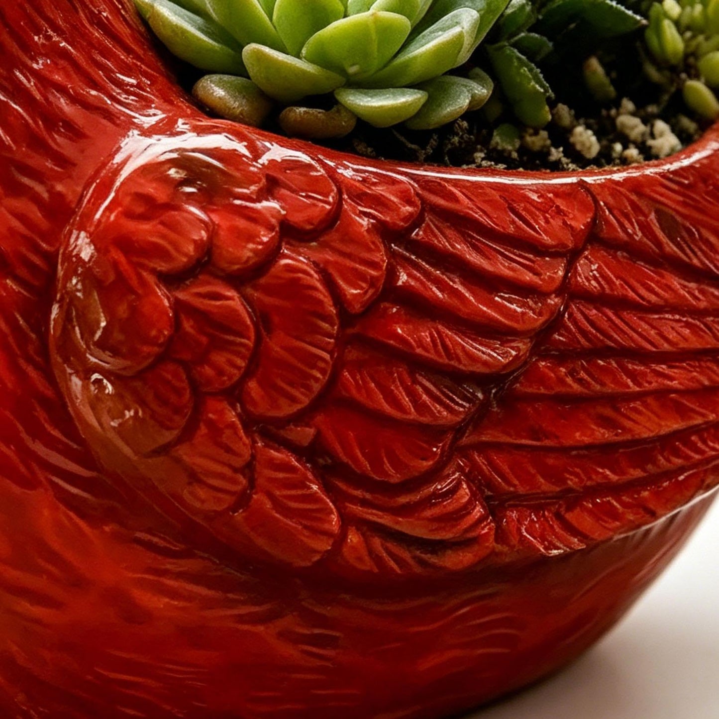 Resin Bird Planter, Funny Plant Pot, 7x5 Inches Flower Container with Drain Hole, Weatherproof Garden Vase, Cute Pot with Decorative Carvings, Small Seedling Holder for Porch and Yard