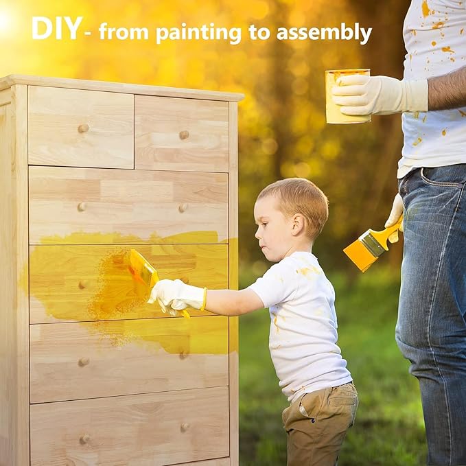 VINGLI Unfinished Natural Solid Wood 6 Drawer Dresser