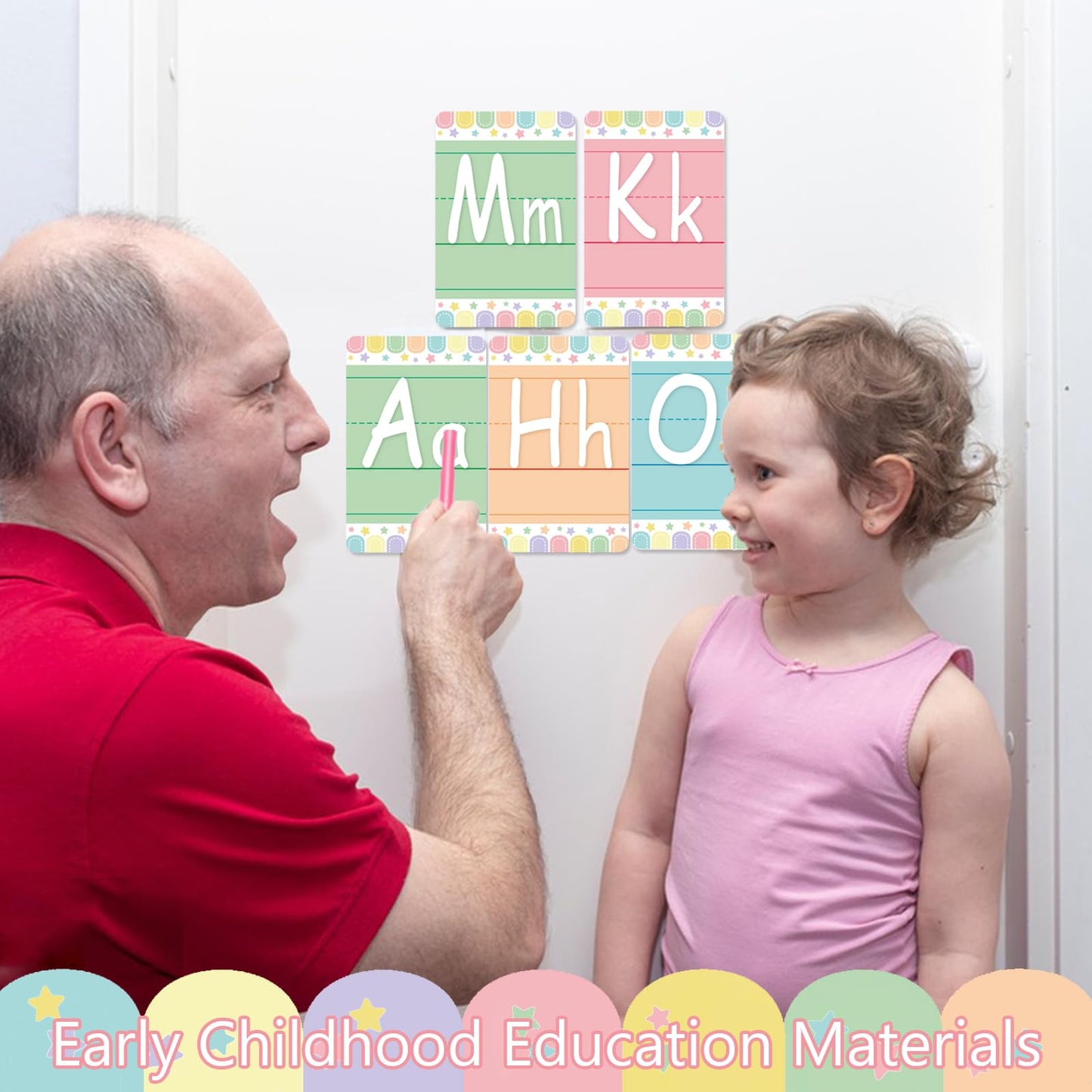 Adduster Bulletin Board Letters - ABC Alphabet Poster Classroom Decorating Set Toddler English Poster Kindergarten Elementary Classroom Nursery Home Wall Decoration（Soft Tones）