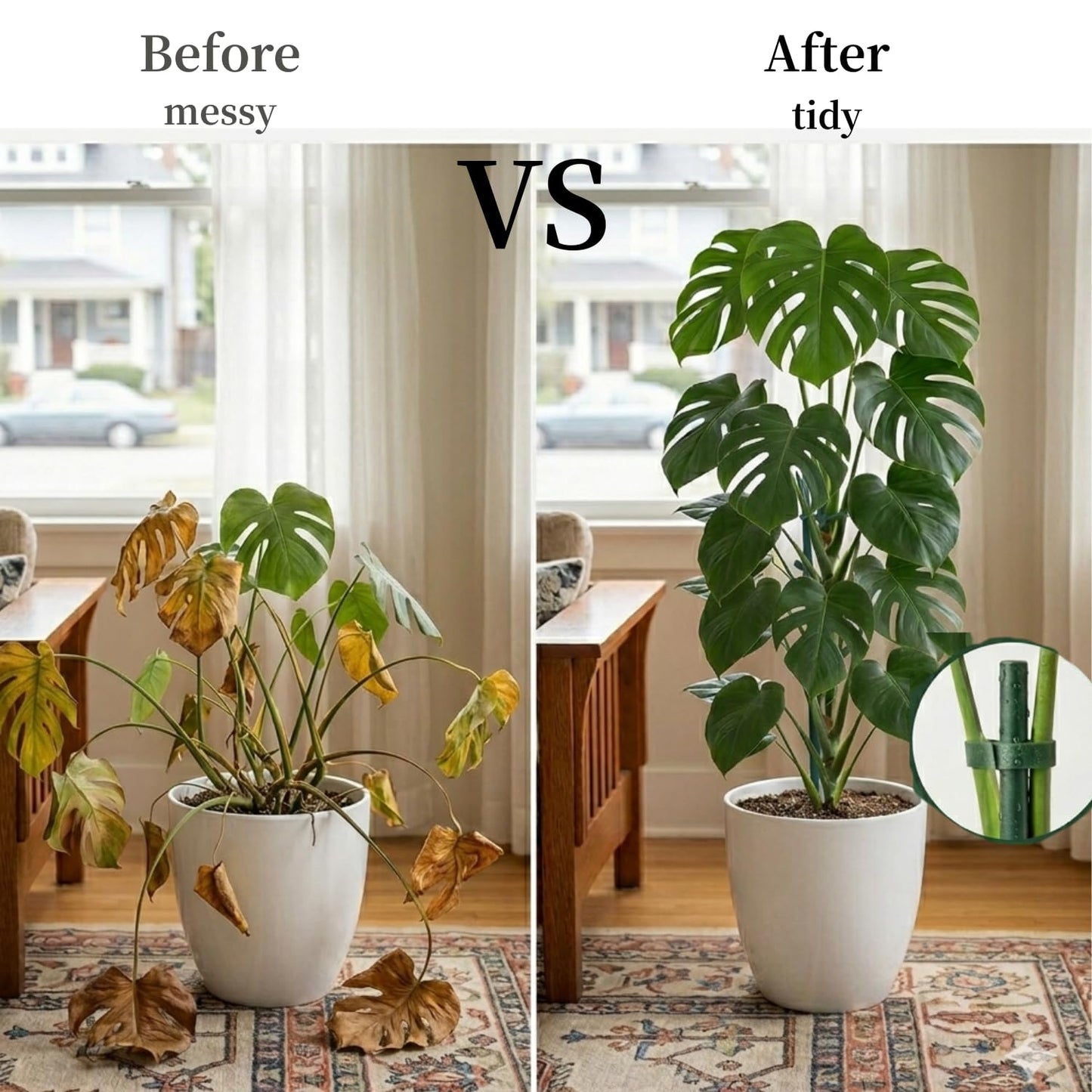 15 Pack Stackable Monstera Plant Support Stakes, 120inch Climbing Plant Sticks Structures with Garden Ties, Durable Alternative to Moss Pole for Indoor Outdoor Plants