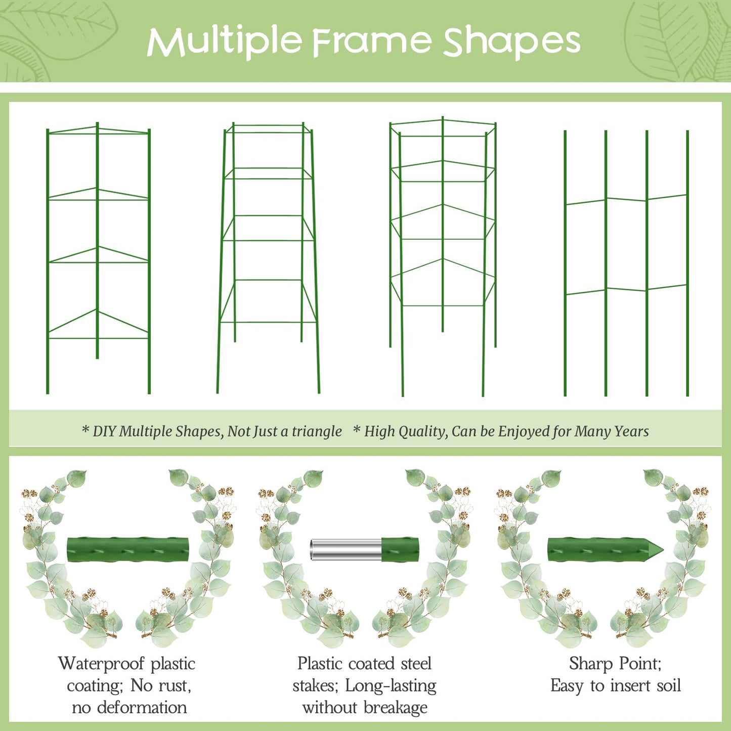 Legigo 4-Pack Tomato Cage for Garden Plant Support- Up to 63inch Garden Stakes Tomato Cage, Tomato Trellis for Potted Plants, Tomato Cages Plant Stakes for Climbing Vegetables Plants Flowers