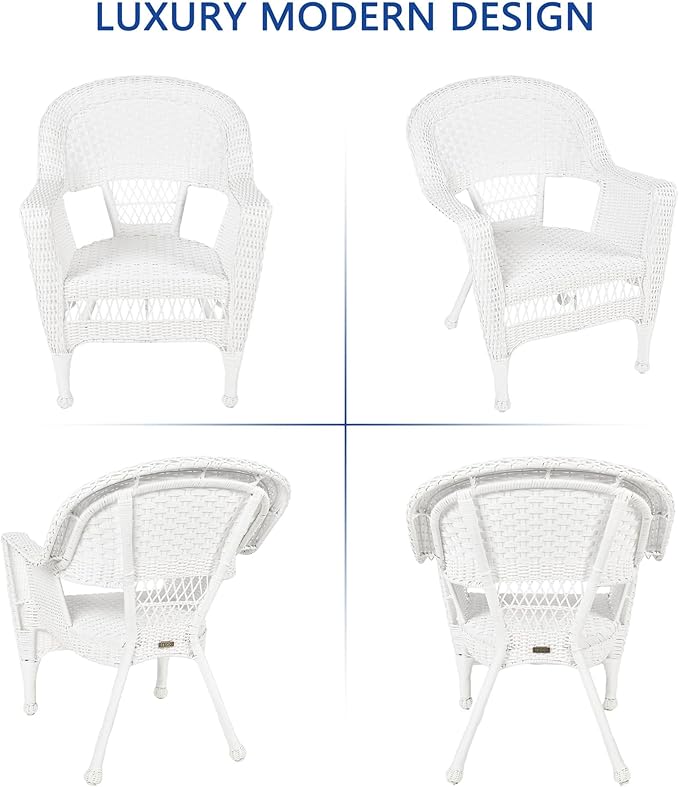 Jeco Wicker Chair with Blue Cushion