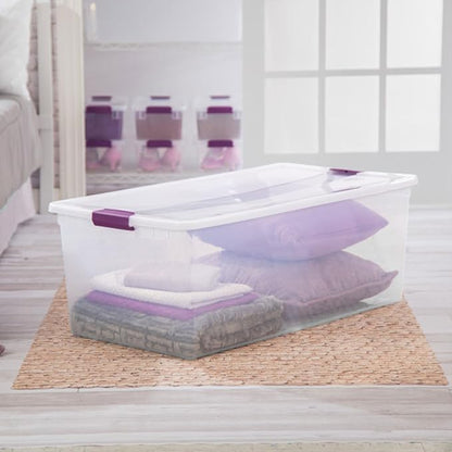 Sterilite 12-Pack 110 Quart ClearView Latch Box, Stackable Organizer Bins with Latching Lids - Clear Plastic Organization Containers for Closet, Bedroom, Shelving Units and Everyday Home Storage