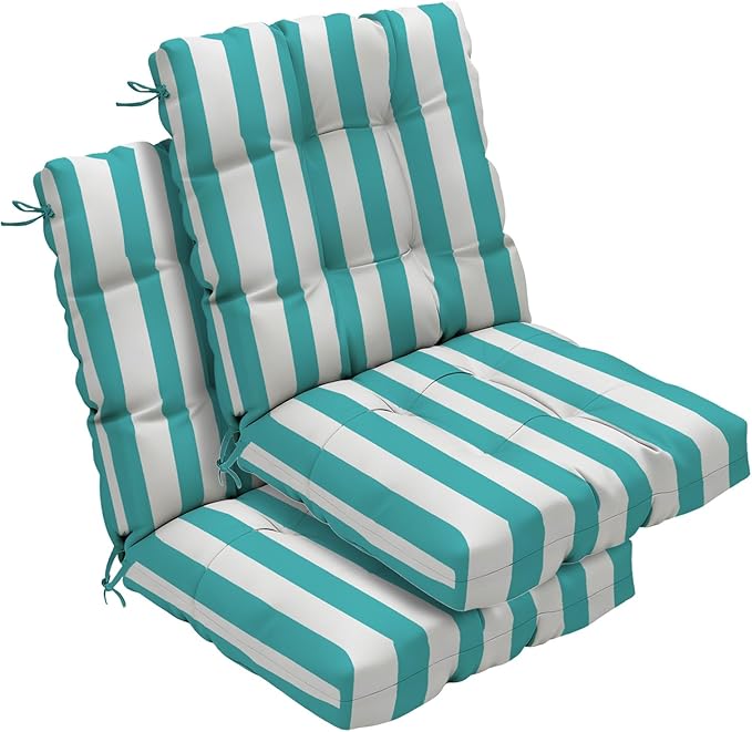 Outdoor Chair Cushions Set of 2, High Back Soft Seat Pad