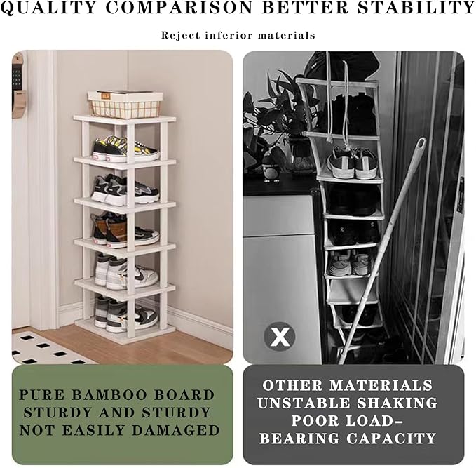 SAN HE 7-Tier Modern Bamboo Shoe Rack