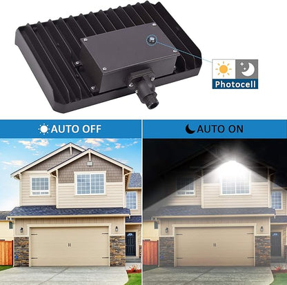 150W LED Outdoor Flood Light Dusk to Dawn, 5000K Daylight 21000Lms AC100-277V 1/2" Adjustable Knuckle Mount,ETL Listed IP65 Waterproof floodlight for Yard Garage
