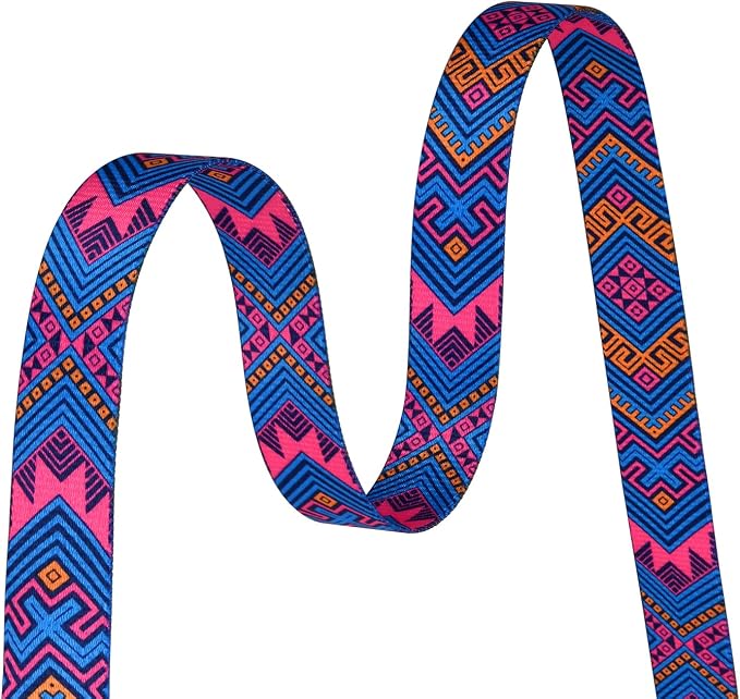 Mihqy Dog Collar with Bohemia Floral Tribal Geometric Patterns - Soft Ethnic Style Collar Adjustable for Small Medium Large Dogs(Orange Ethnic Style,M)