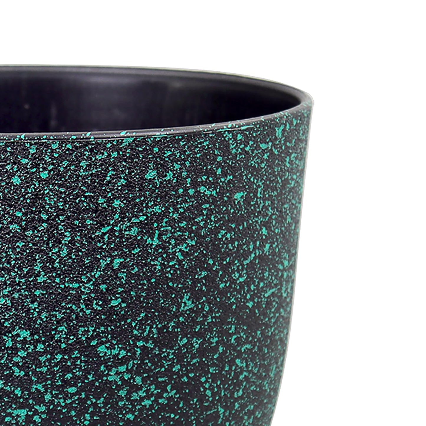 WSMKSZ Plant Pots 10/9/8 inch, Set of 3 Modern Decorative Plastic Planters with Drainage Holes and Saucers for Garden House Plants, Flower Pots for Indoor Outdoor Plants, Black with Green Speckles