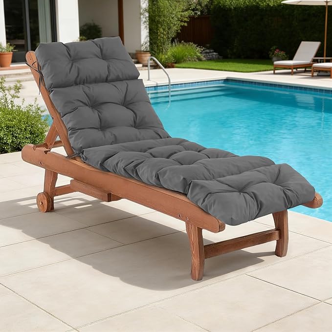 Chaise Lounge Cushions Outdoor, Waterproof & Fade Resistant Patio Lounge Chair
