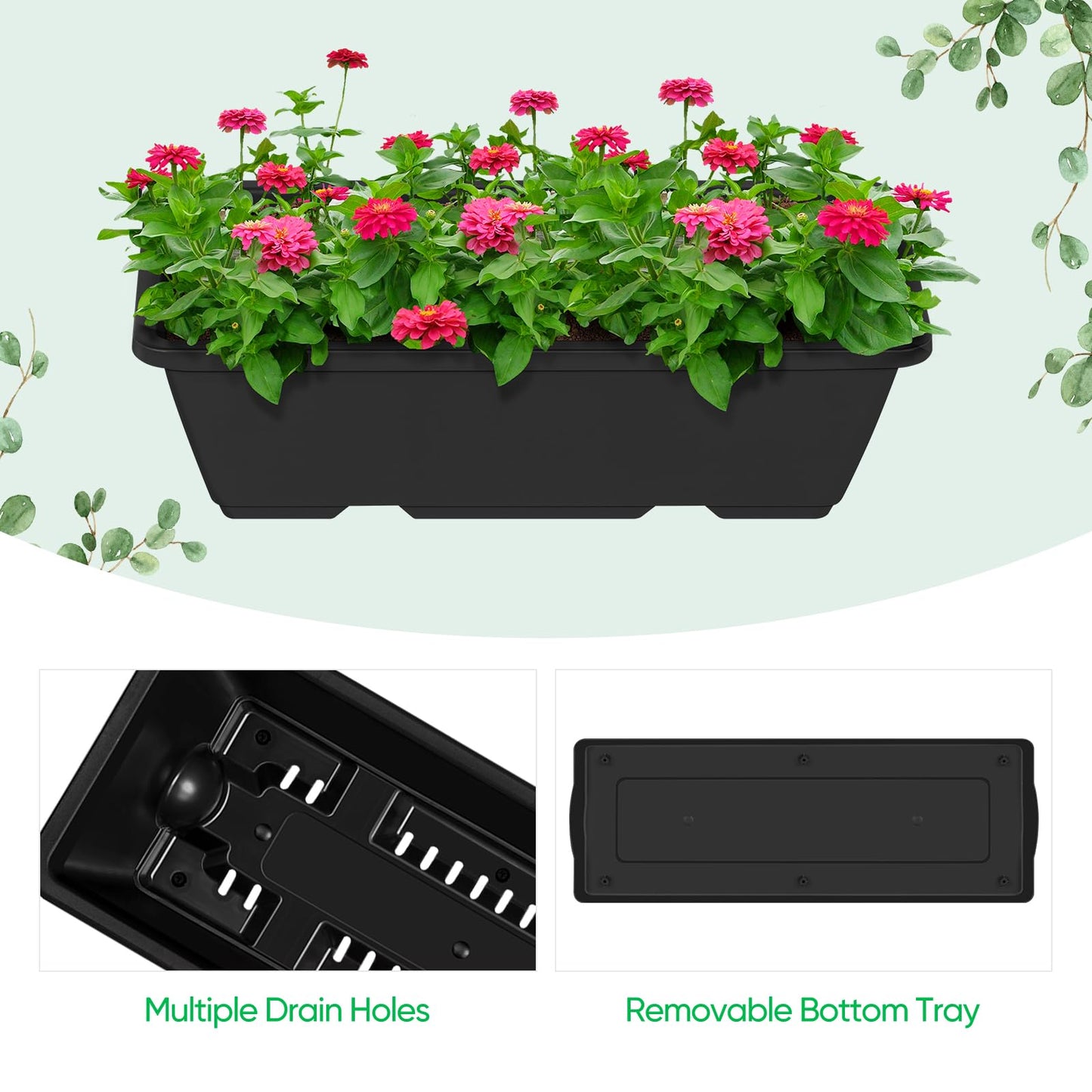 Raised Garden Bed 3 Tier Vertical Garden Planter Elevated Planter Boxes Outdoor Herb Planter with Drainage Holes Removable Tray for Patio Balcony Porch Black