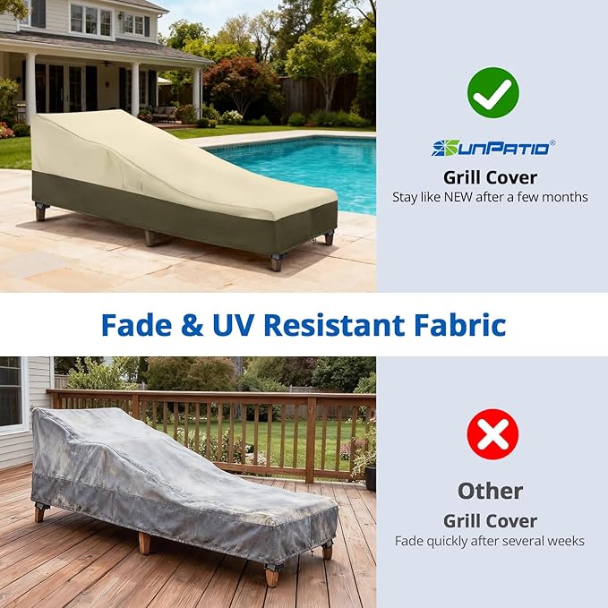 SunPatio Chaise Lounge Cover Outdoor Waterproof, Heavy Duty 2 Pack Patio Lounge