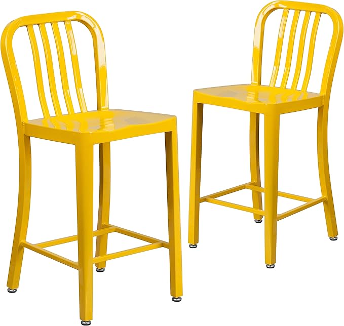 Flash Furniture Gael Commercial Grade 2 Pack 24" High Yellow Metal