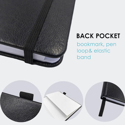 Elegant Password Book with Alphabetical Tabs - Hardcover Password Book for Internet Website Address Login - 7" x 10" Password Keeper and Organizer w/Notes Section & Back Pocket (Black)