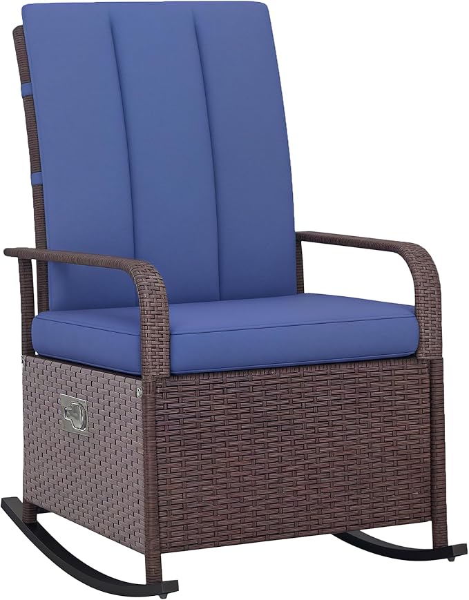 Outsunny Wicker Outdoor Rocking Chair, Patio Recliner