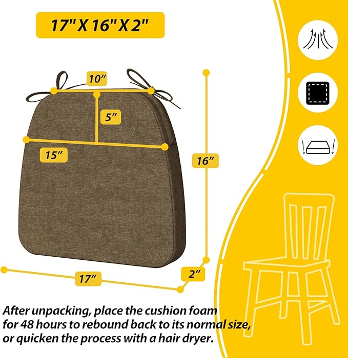 AAAAAcessories D-Shaped Chair Cushions, Machine-Washable Cover