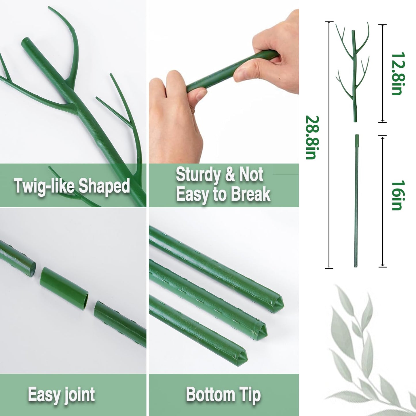 Kutoda 6-Pack Twig Plant Support Stakes Set with Blending Design, 28.8-Inch Towers for Indoor/Outdoor Plants