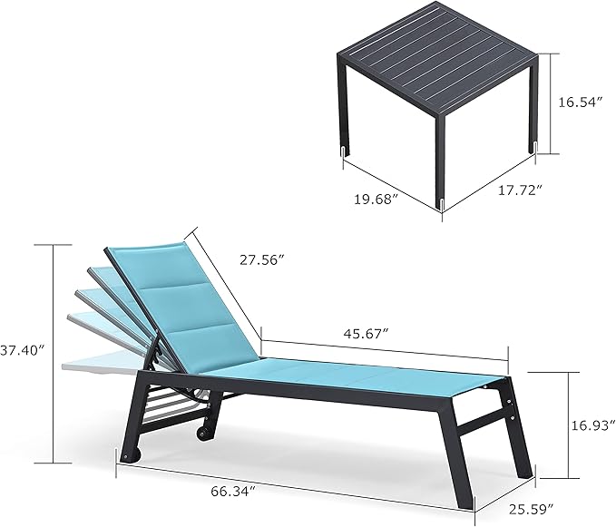 PURPLE LEAF Outdoor Lounge Chairs Aluminum Chaise Lounge Set of 2 Patio Chaise