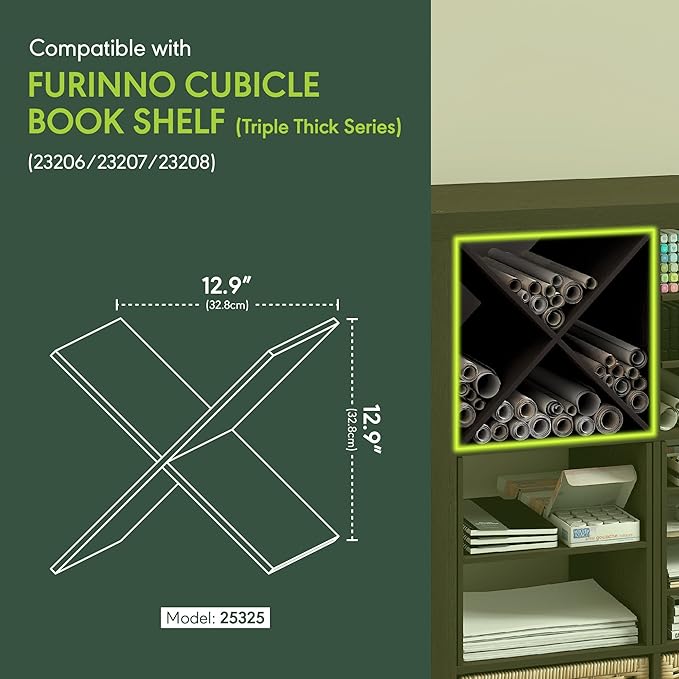 Furinno Cubicle Cube Insert, X-Shelf Cube Organizer, 3-Shelf Accessory