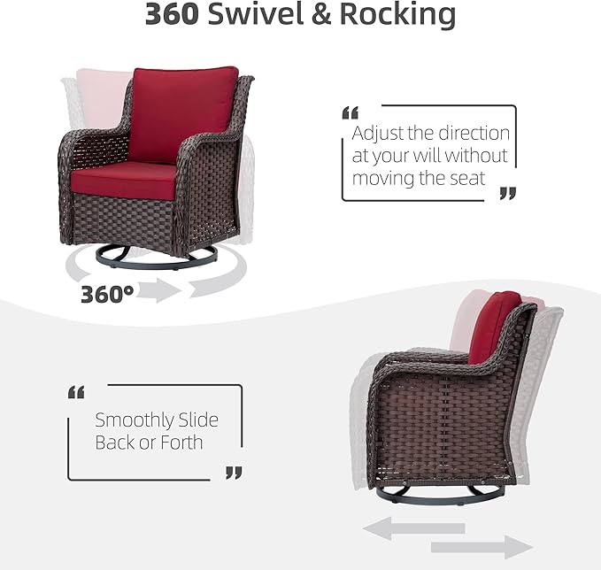 Towallmark Outdoor Swivel Wicker Glider Patio Chairs
