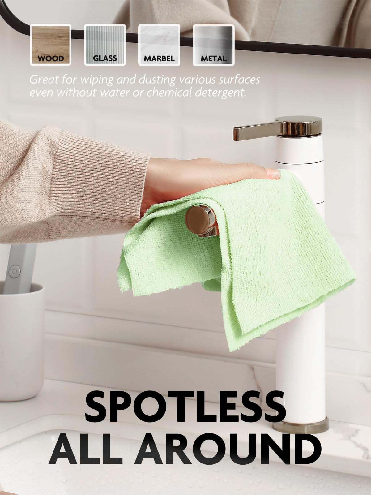 Fantasticlean Microfiber Cleaning Cloth Roll -75 Pack, Tear Away Microfiber Towels, 12" x 12", Reusable, Washable, Scratch Free, Ultra Absorbent Dishcloth for All-Around Cleaning Supplies (Green)