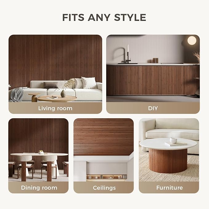 OUZUGIE 2 Pack 96x48 Inch Natural Bamboo Wall Panel – Coffee Pole Wrap Paneling