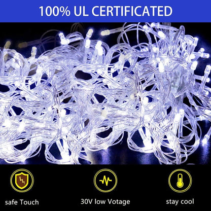 PUHONG Christmas Decorations, Christmas Star Lights Outdoor, 320 LED Christmas String Lights[8 Modes & Waterproof] for Halloween Xmas New Year Holiday(Iron) (White)