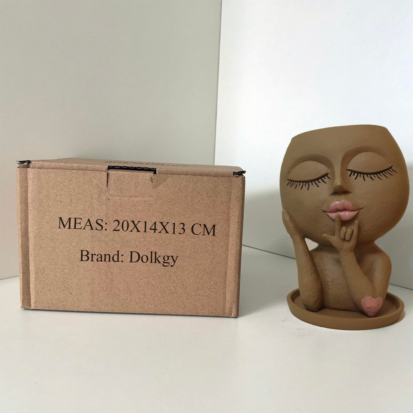 Dolkgy Face Flower Pots Head Planter, Cute Resin Planters for Indoor Outdoor Plants, Macetas para Plantas Funny Head Plant Pot