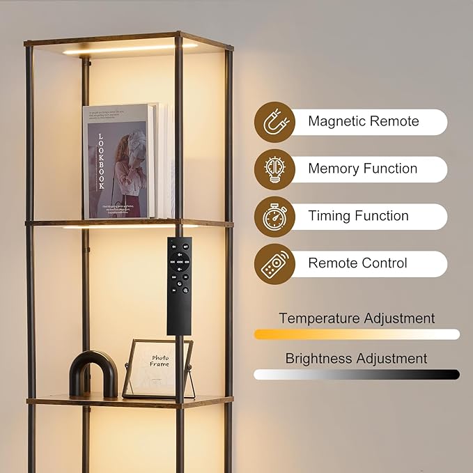 Tall Display Shelf with Lights, Dimmable LED Display Cases