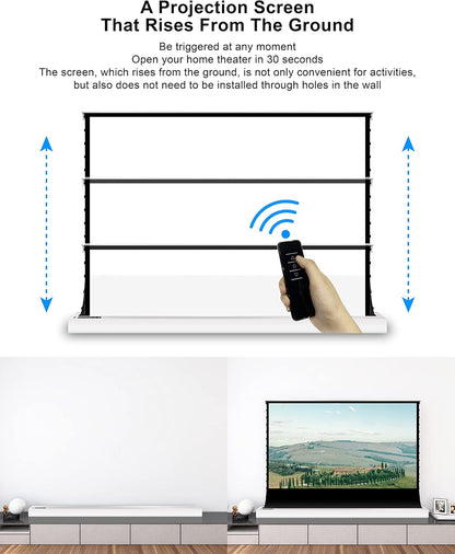 VIVIDSTORM-Screen Projector S 72 inch Motor Rollable Foldaway Portable Screen with White Cinema PVC, 4k 3D HD Gaming/Office Room,Compatible with Standard Projector,VWSDSTW72H