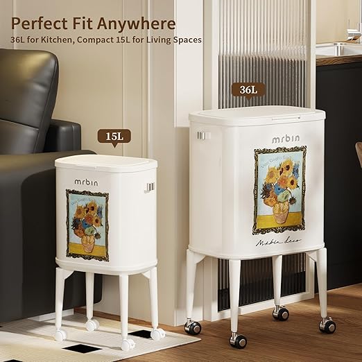 MRBIN Metal Slim Bathroom Trash Can