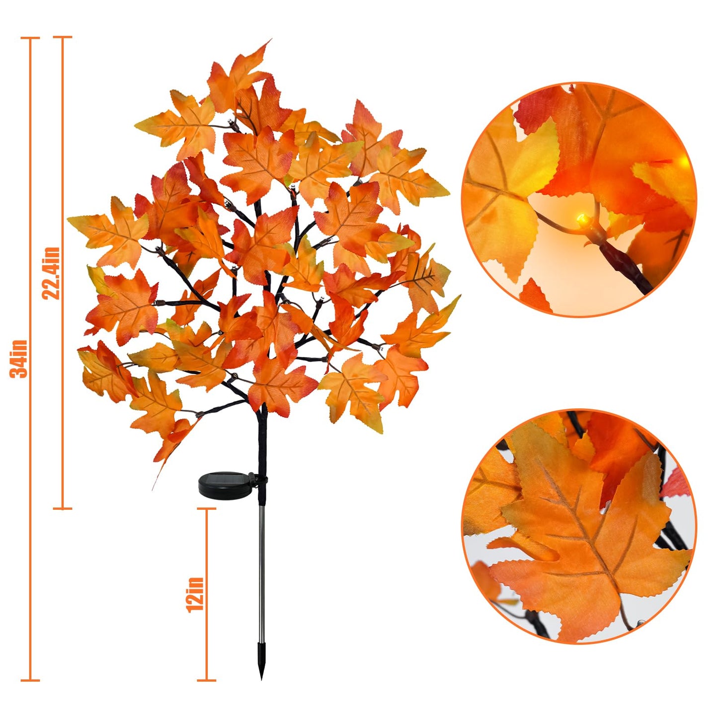 Uieke 2 Pack Solar Fall Lights Outdoor Decorative, 40LED Thanksgiving Lights Fall Solar Stake Lights Outdoor with 8 Modes & Timer, Waterproof Thanksgiving Decorations for Yard Garden