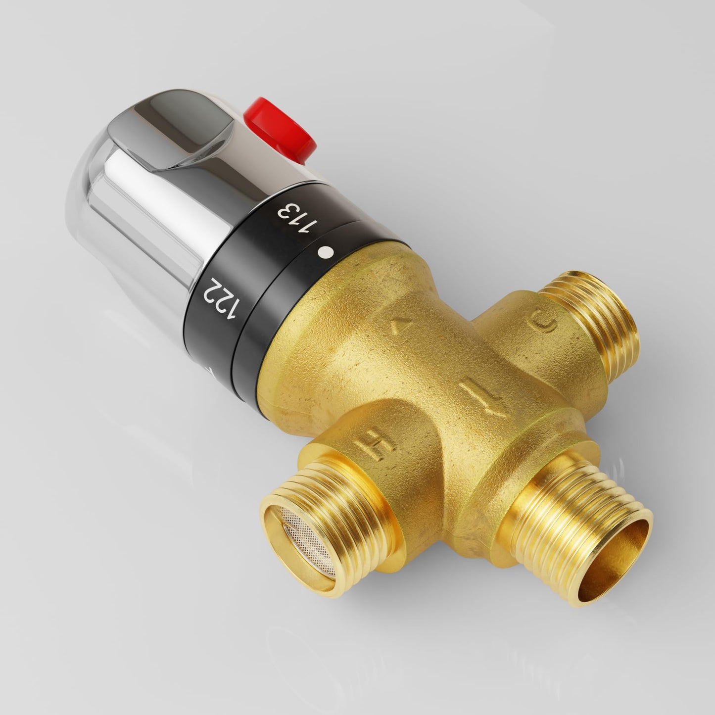 FUGO Thermostatic Mixing Valve, 1/2 NPT Solid Brass Temperature Control Valve
